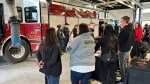 People gather at Central York Fire Services Station 4-5 (CTV News/ Steve Mann)