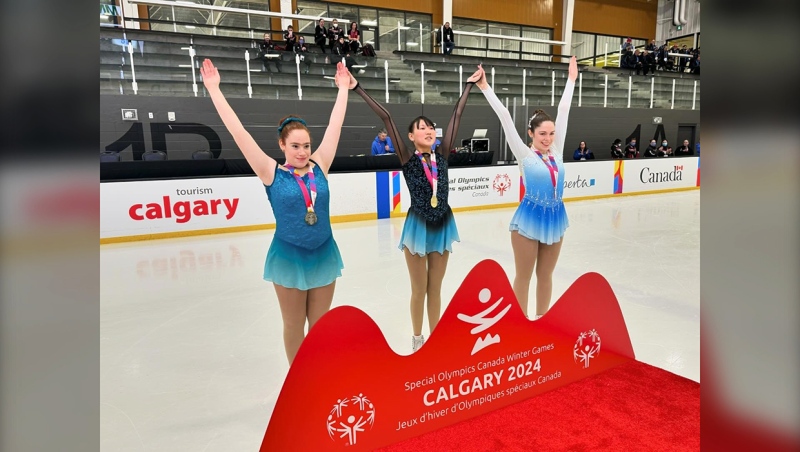 Medal winners at the Special Olympics celebrate their victories at the Seven Chiefs Sportplex on Siksika First Nation. (Photo: Facebook/Special Olympics Canada Winter Games Calgary 2024)