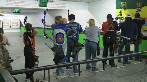 Archers from across Canada are competing in the Regional Indoor Championships. (Angela Stewart / CTV News) 