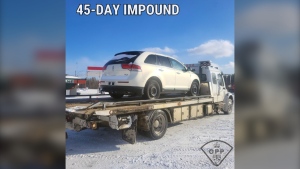 A suspended driver was stopped in Smooth Rock Falls, Ont. following an automated licence plate recognition hit indicating stolen plates. (Supplied/Ontario Provincial Police)