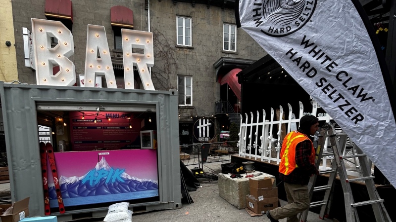 Turbo Haus bar was blocked by a pop-up bar for the Apik snowboard festival on St. Denis Street in Montreal's Latin Quarter. (Turbo Haus)