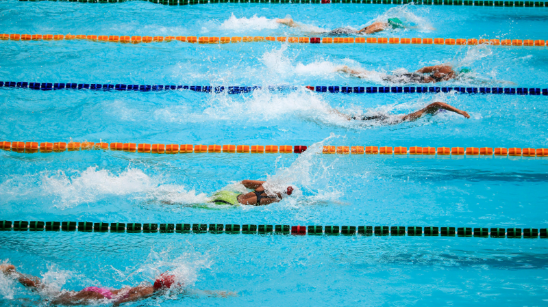 People swim through a pool in this undated file photo. (Jim De Ramos via Pexels)