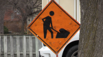A construction sign in the Region of Waterloo, Ont. (Colton Wiens/CTV Kitchener)