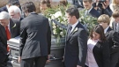 Donny Osmond, centre right, and members of the Osmond family escort the casket of his nephew Michael Bryan after his funeral service, Monday, March 8, 2010, in Provo, Utah. (AP / George Frey)