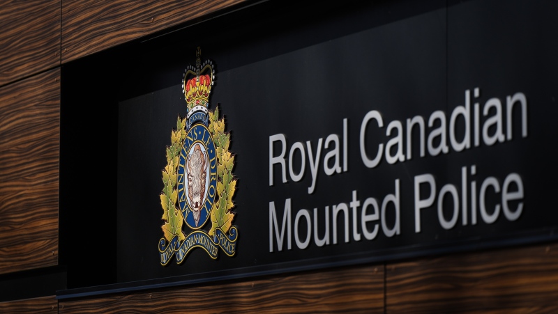 The RCMP logo is seen outside the force's 'E' division headquarters in Surrey, B.C., on Thursday, March 16, 2023. THE CANADIAN PRESS/Darryl Dyck
