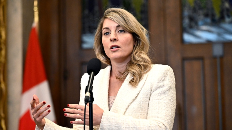Melanie Joly says Canada is "very closely" following a push from the International Criminal Court to prosecute the Israeli prime minister and Hamas leaders over the war in the Gaza Strip. (Justin Tang/The Canadian Press)