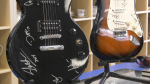 Autographed guitars donated to a Goodwill in Sherwood Park, Alta. on March 5, 2024. (Dave Mitchell/CTV News Edmonton)