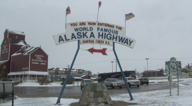 "World Famous Alaska Highway" sign in Dawson Creek (FILE)