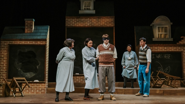 The cast of 1939 at YES Theatre. Direction by Jani Lauzon, Lighting by Frank Donato, Set Design by Diandra Zafiris, Costumes by Christine Williston, Sound Design by Wayne Kelso, Assistant Designer Aurora Judge, Cultural Scenic Elements by Will Morin. Photos by Juan Echavarria. (Juan Echavarria)