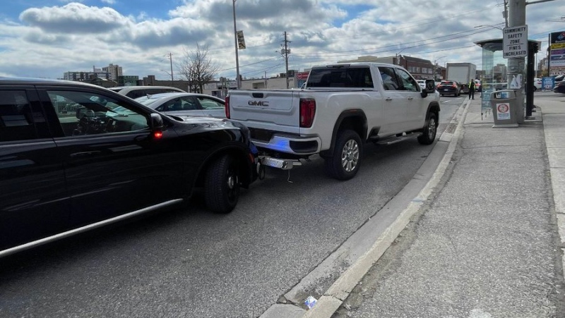 A tow truck is impounded by police after the driver was caught speeding 137 km/h in a 40km/h zone. (Peel Police/X)