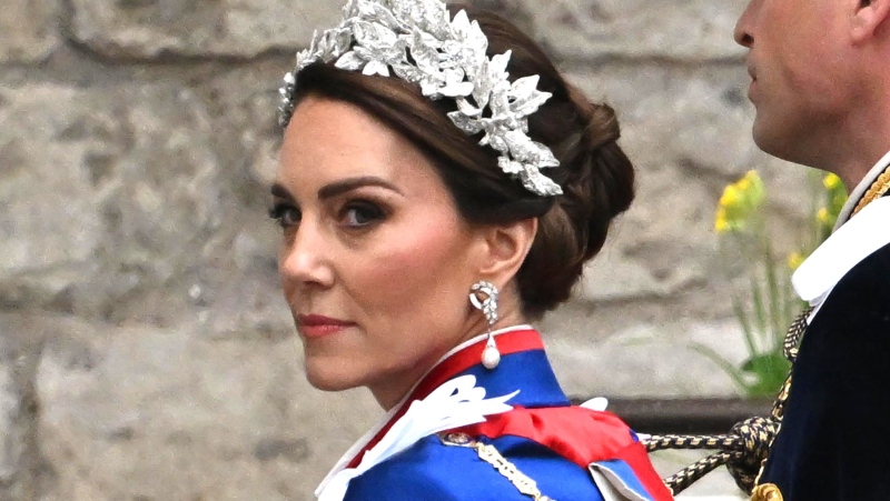 Catherine, Princess of Wales arrives at Westminster Abbey on May 6, 2023 in London, England. (Anwar Hussein/WireImage/Getty Images via CNN Newsource)