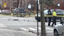 A teenaged girl riding an electric scooter is in serious condition after a collision with a car. (Rob Lurie / CTV News)