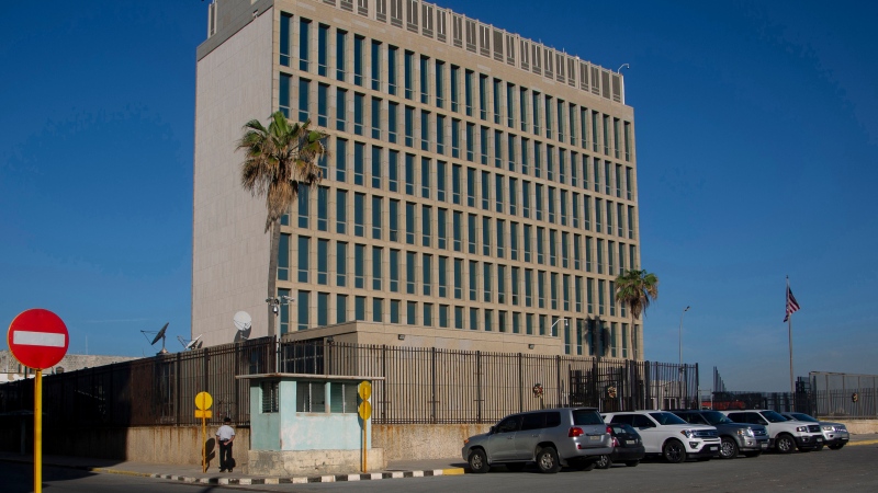 The U.S. embassy in Havana, Cuba is seen on Jan. 4, 2023. (AP / Ismael Francisco)
