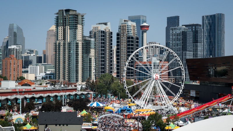 Crowds attend Family Day at the Calgary Stampede in Calgary, Sunday, July 9, 2023. (THE CANADIAN PRESS/Jeff McIntosh)