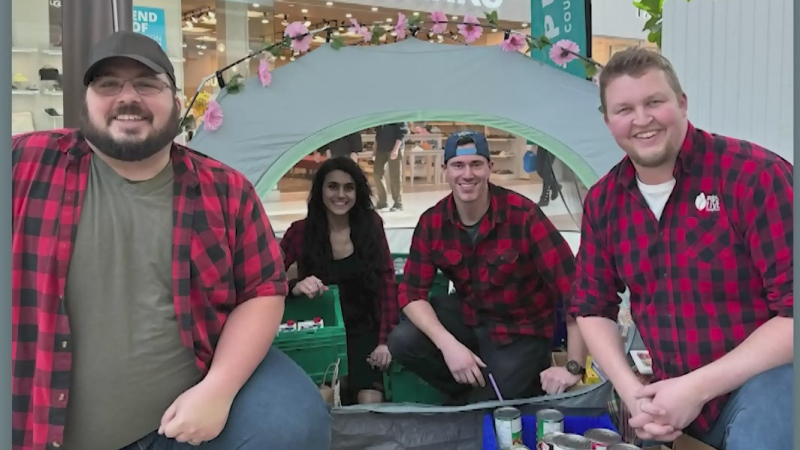 Pure Country Sudbury gang Camping for Cans at New Sudbury Centre in support of the Sudbury Food Bank. (CTV Northern Ontario)