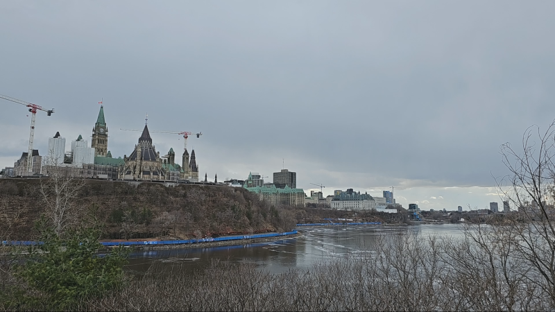 A look at the Ottawa River and Parliament Hill in downtown Ottawa. (Andrew Adlington/CTV News Ottawa) 