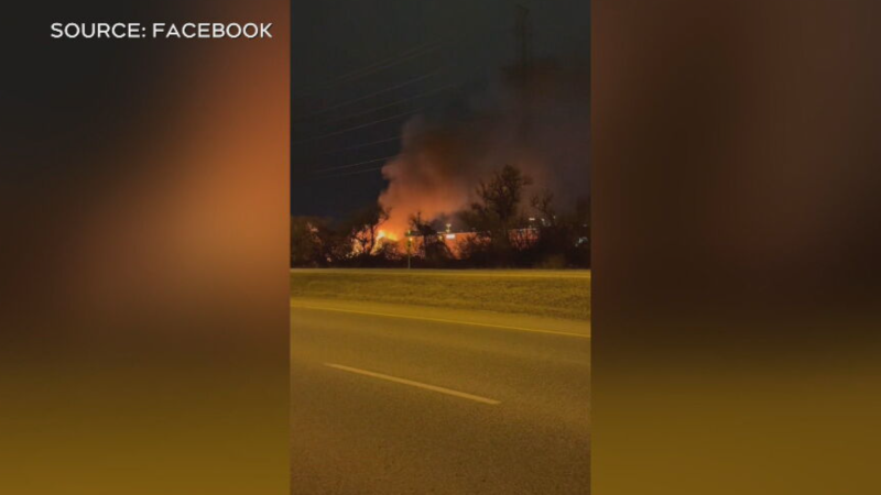 A video posted to social media shows flames and smoke rising into the sky on Mar. 18, 2024.