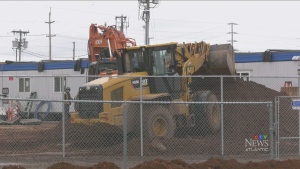 Construction is being done with heavy machinery in an undated file photo.