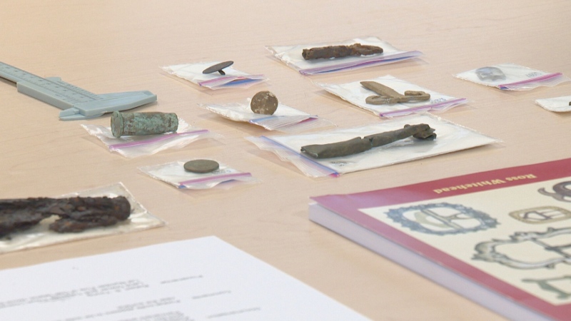 Artifacts from Oak Island in Nova Scotia's Lunenburg County are pictured.