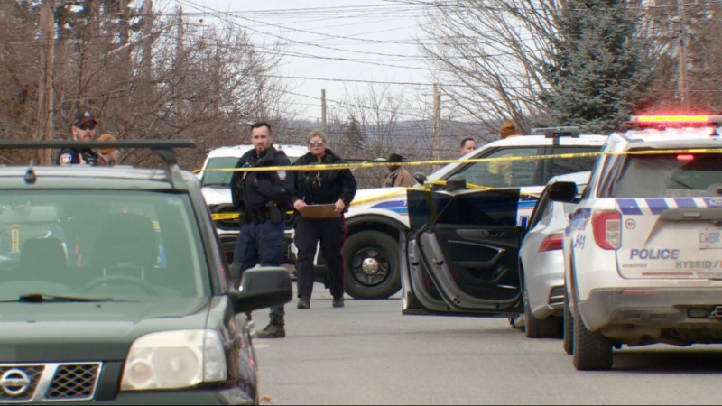  Ottawa police at the scene of a police-involved shooting in Ottawa's Westboro neighbourhood on Friday, Mar. 22, 2024. (Andrew Adlington/CTV News Ottawa) 