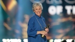 Anne Murray prepares to present the award for group of the year at the 2024 Juno awards on Sunday, March 24, 2024. (Darren Calabrese/The Canadian Press)