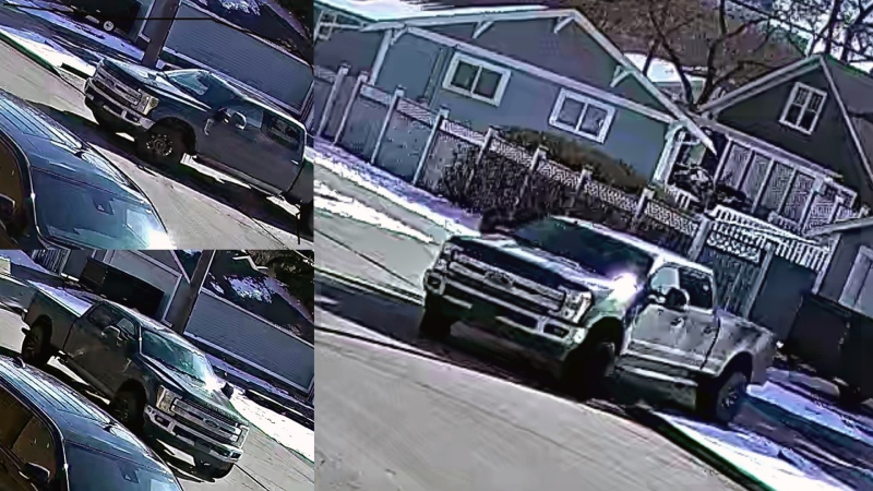 The Edmonton Police Service released photos of a pickup believed to be involved in a drive-by shooting on March 24, 2024. (Credit: Edmonton Police Service)