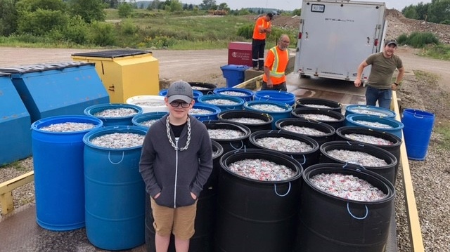 Jace Weber from Mildmay, Ont. is the Guinness World Record holder for most aluminum can tabs collected for recycling in one year, after collecting 6.2 million pop tabs from August 2022-August 2023. (Source: Candice Webe)