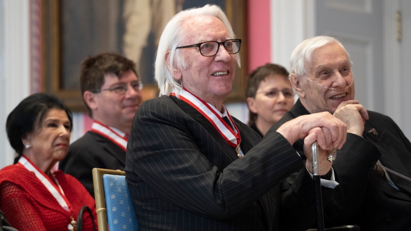 Actor Donald Sutherland reacts after being invested as a Companion of the Order of Canada during a ceremony at Rideau Hall in Ottawa on Thursday, November 21, 2019. (THE CANADIAN PRESS/Chris Wattie)