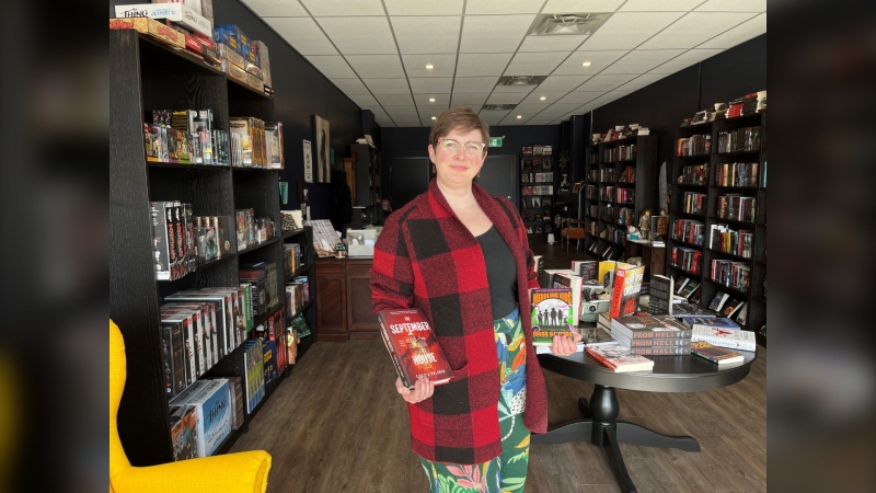 Chelsea McKee-Trenchard opened Raven's End Books in the beginning of January. She has enjoyed creating a community hub for fans of the horror genre featuring harder to find authors and their works in store. (Joseph Bernacki/CTV News Winnipeg)