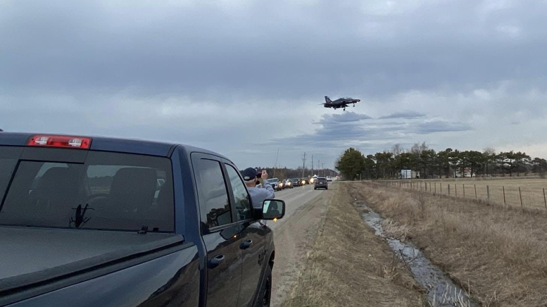 The Royal Canadian Air Force CT-155 Hawk Aircraft has reached their final destination at the Collingwood Regional Airport in Collingwood Ont, on March., 27, 2024. (CTV News/Rob Cooper) 