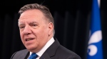 Quebec Premier Francois Legault speaks to the media following a bilateral meeting with Prime Minister Justin Trudeau in Montreal, Friday March 15, 2024. THE CANADIAN PRESS/Christinne Muschi
