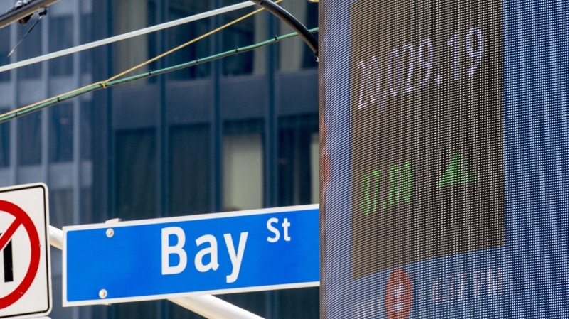 A signboard displays the TSX level in Toronto. (Frank Gunn/The Canadian Press)