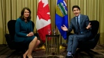 Prime Minister Justin Trudeau meets with Alberta Premier Danielle Smith in Calgary on Wednesday, March 13, 2024. THE CANADIAN PRESS/Todd Korol
