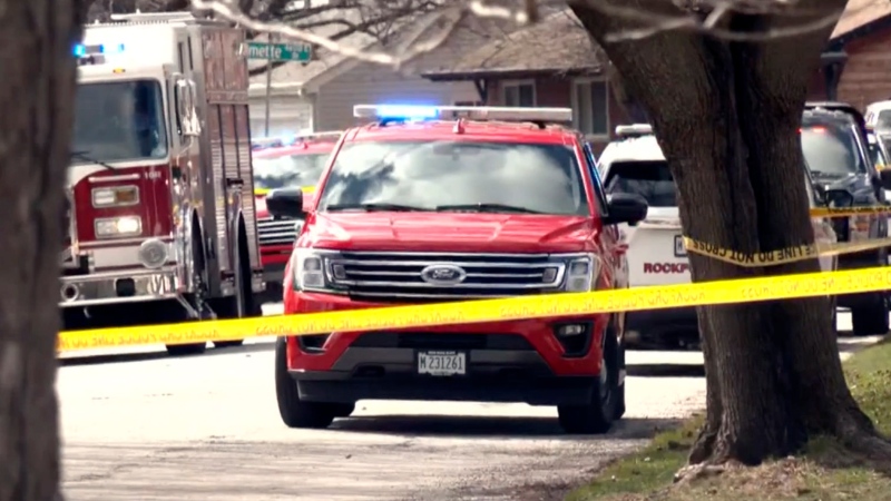 n this image taken from video provided by WTVO-TV/WQRF-TV/NewsNation. emergency personnel work at the scene, Wednesday, March 27, 2024, in Rockford, Ill., where four people were killed and five were wounded in stabbings in northern Illinois. (WTVO-TV/WQRF-TV/NewsNation via AP)
