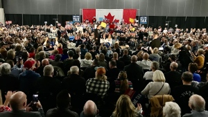 Thousands of people attended a Pierre Poilievre rally in Edmonton on March 27, 2024. 