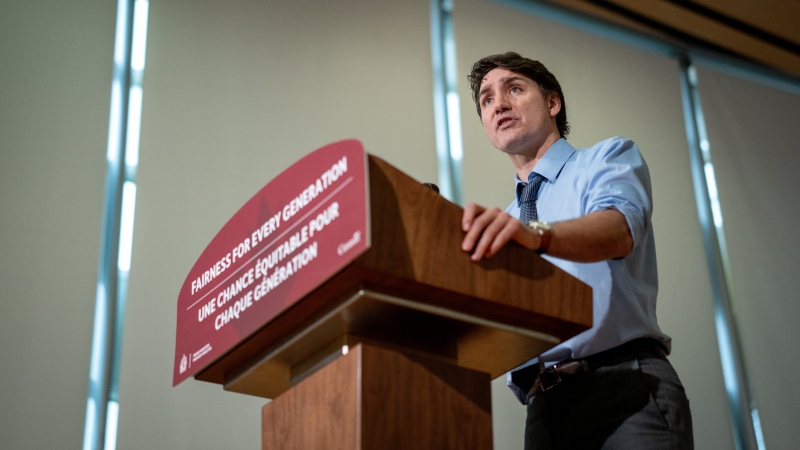 Prime Minister Justin Trudeau speaks during a housing announcement in Vancouver, Wednesday, March. 27, 2024. THE CANADIAN PRESS/Ethan Cairns