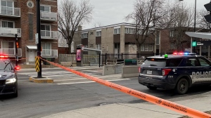 A man is in the hospital after being shot in a drive-by on March 28, 2024 in Montreal on Pie IX Boulevard. (Xavier Duranleau, CTV News)