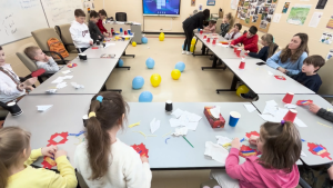 Students fill the classroom at a St. John's, Nfld. school offering weekend programming in Ukraine's history, language, and culture. (Garrett Barry, CTV News)