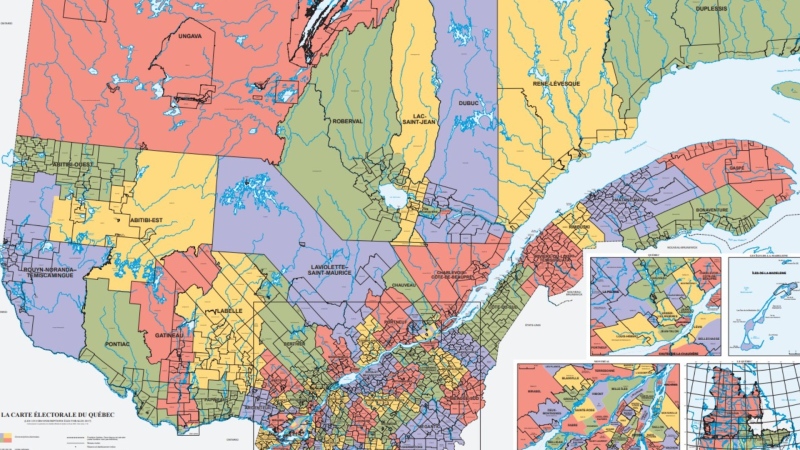 Electoral map in Quebec drawn in 2017. The map may be redrawn for the 2030 election. (Elections Quebec)