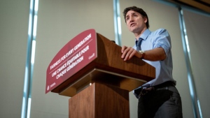 Prime Minister Justin Trudeau speaks during a housing announcement in Vancouver, Wednesday, March. 27, 2024. (Ethan Cairns/The Canadian Press)