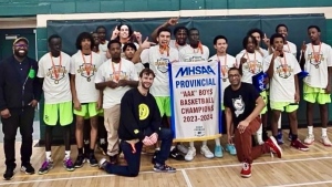 The Elmwood Giants AAA boys basketball team were the 2023-24 provincial champions. March 16, 2024. (Winnipeg School Division/Facebook)