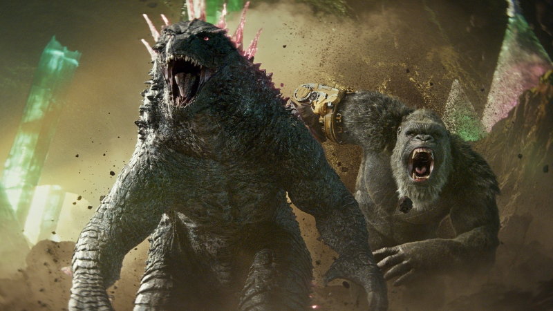 Godzilla, left, and Kong in a scene from "Godzilla x Kong: The New Empire." (Warner Bros. Pictures via AP)