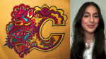 Local artist Zoe Harveen Kaur Sihota designed the logo for the Calgary Flames South Asian Celebration Game. (Logo courtesy: Calgary Flames) 