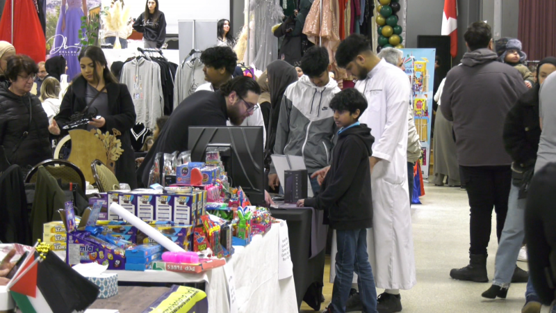 Shoppers browse at the Rosie T Grand Bazaar at the Canadian Druze Centre on March 29, 2024. (Sean McClune/CTV News Edmonton)