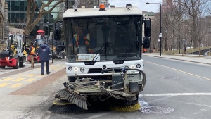 Street cleaning in Montreal is underway (Christine Long / CTV News)