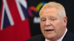 Ontario Premier Doug Ford speaks during a press conference in Milton, Ont., on Friday, March 8, 2024. Ford has called a pair of byelections in Milton and Lambton-Kent-Middlesex for May 2. THE CANADIAN PRESS/Nathan Denette