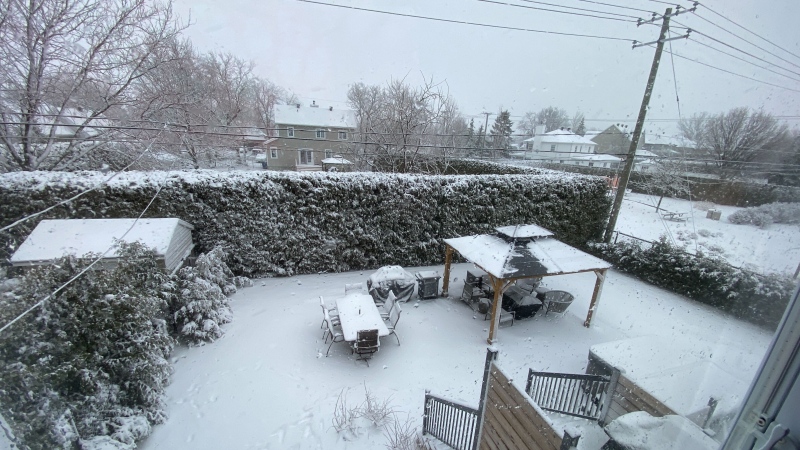 A spring storm seen in Repentigny, Que. on Thursday, April 4, 2024. (CTV News) 