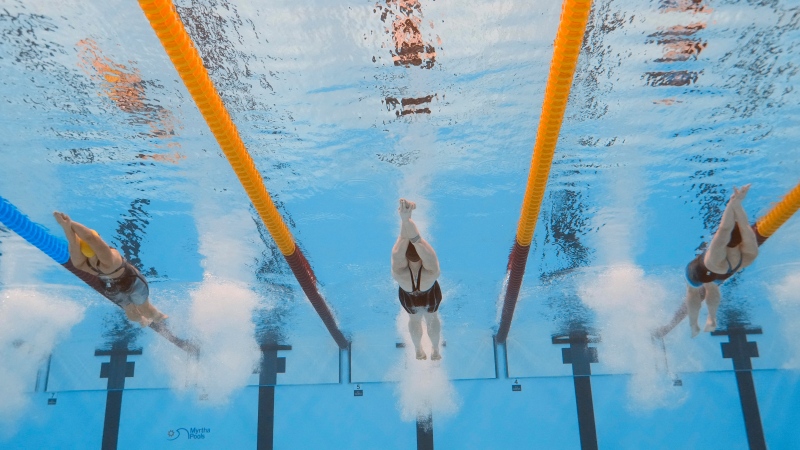 Swimming Canada says a contingency plan for the Olympic and Paralympic trials is in the works following the extended closure of Montreal's Olympic pool. (AP0-Lee Jin-man / The Canadian Press)