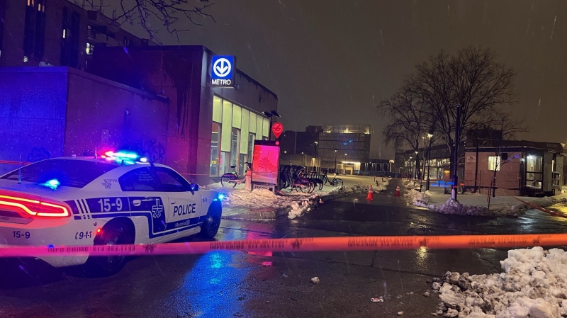 A 35-year-old man is in hospital after a stabbing in downtown Montreal. (Cosmo Santamaria/CTV News)