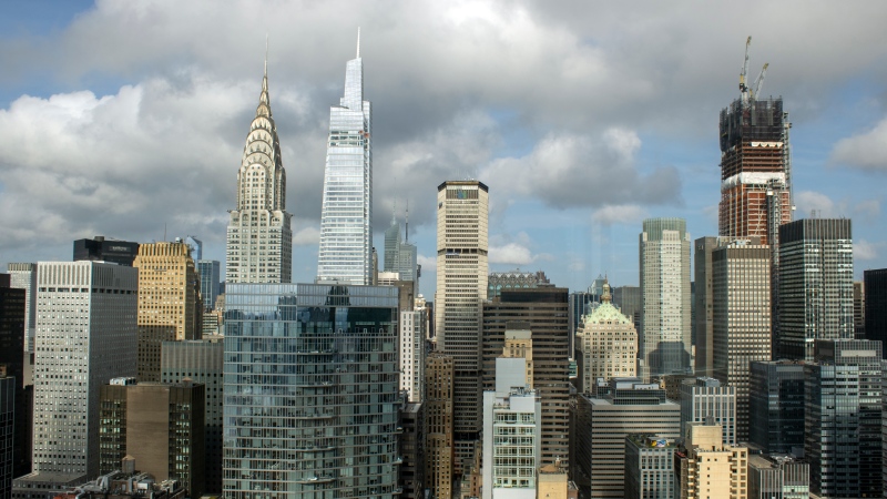 The skyline of midtown Manhattan is visible from a room at the Millennium Hilton New York Hotel in New York City on Friday, September 22, 2023. (AP Photo/Ted Shaffrey)